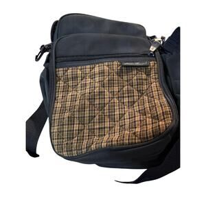 Eddie Bauer Blue Plaid Pattern Multi Pocket Diaper Bag 15x10 Shoulder Strap